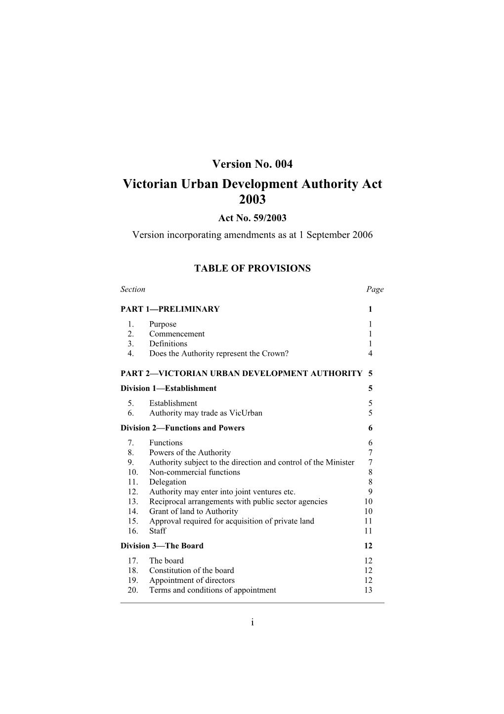 Victorian Urban Development Authority Act 2003