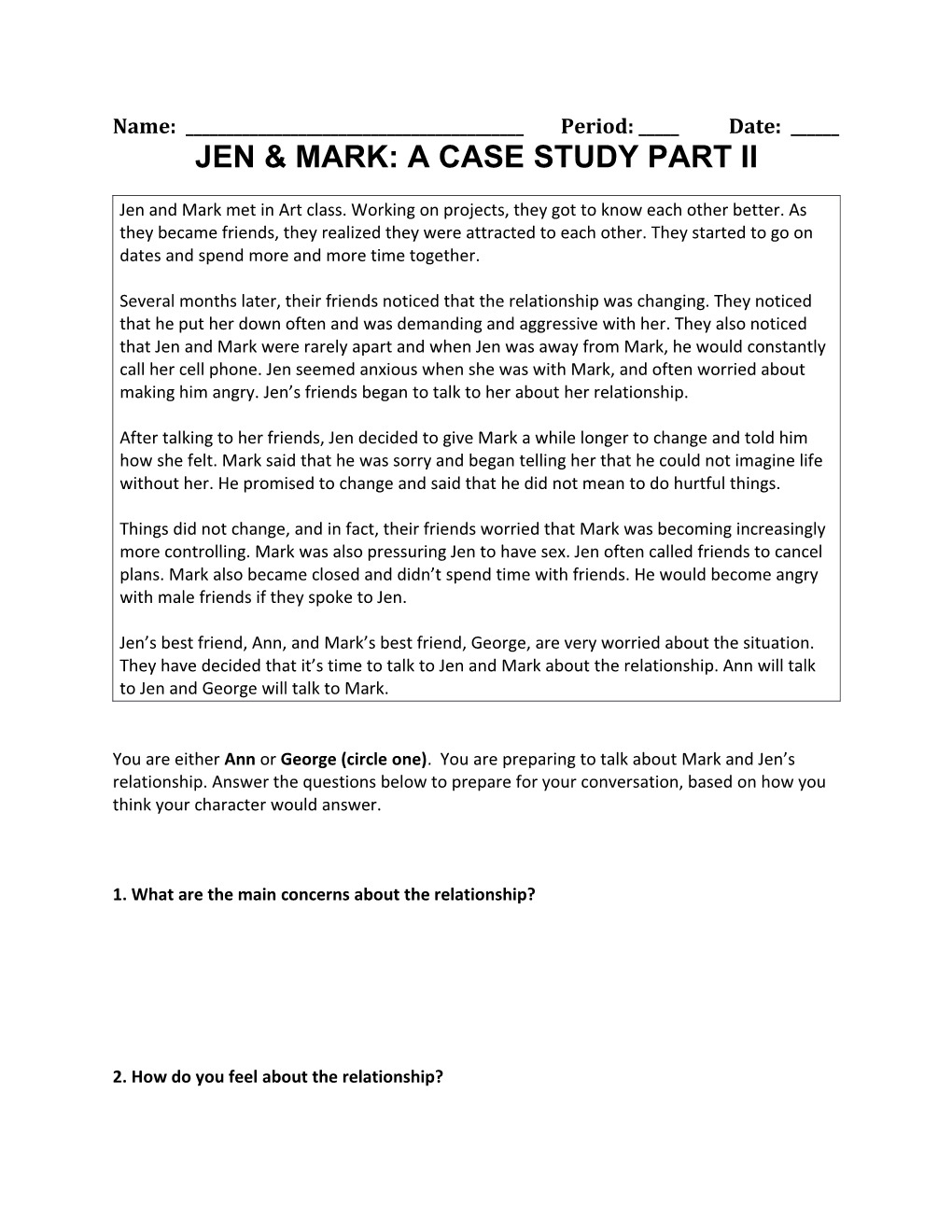 Jen & Mark: a Case Study Part Ii