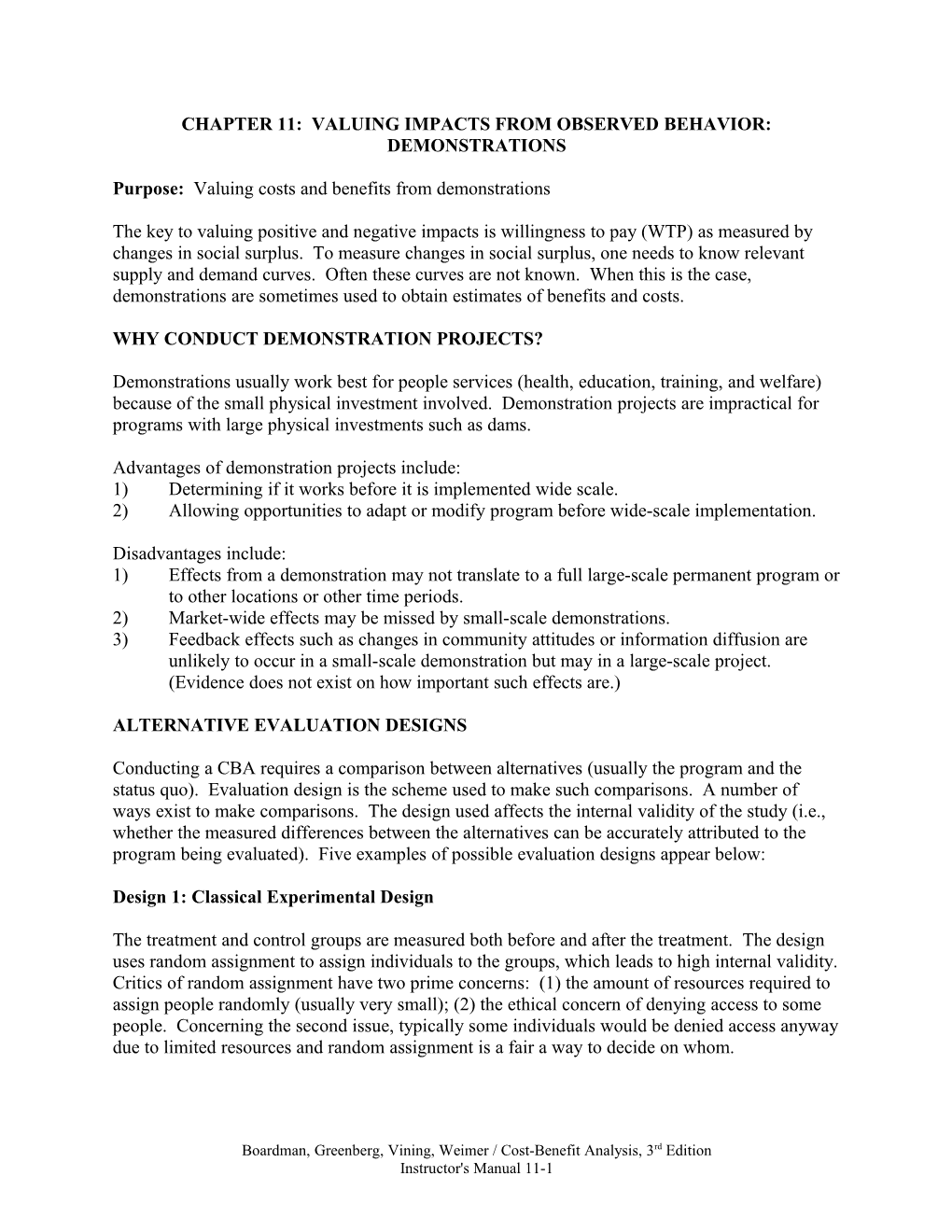 Summary - Chapter 3 Basics of Cost Benefit Analysis