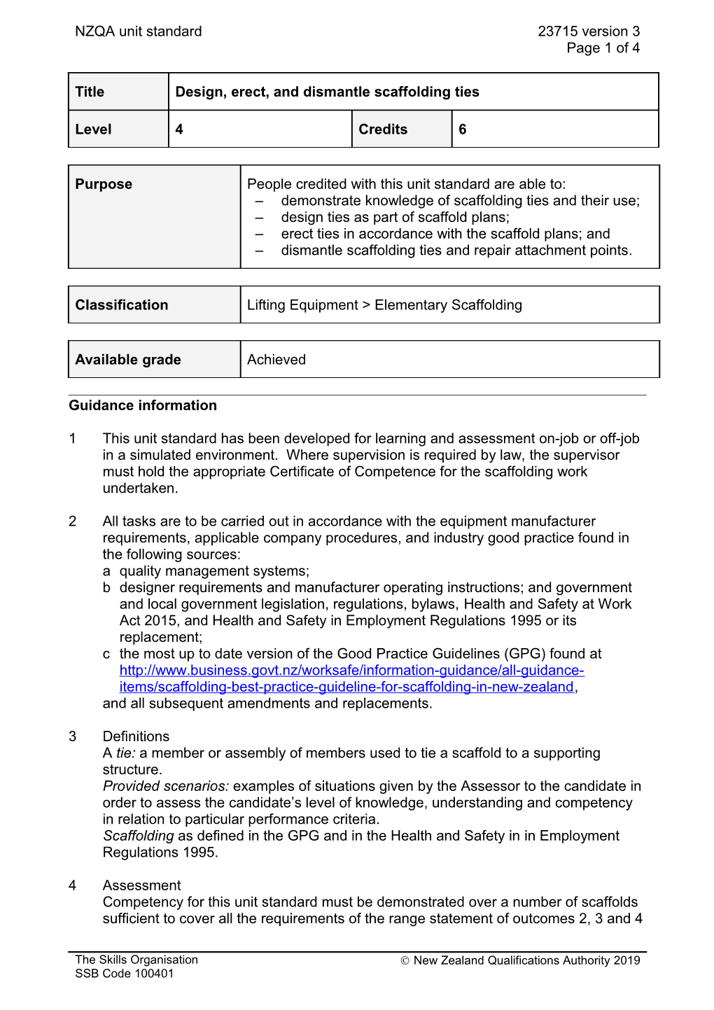 23715 Design, Erect, and Dismantle Scaffolding Ties