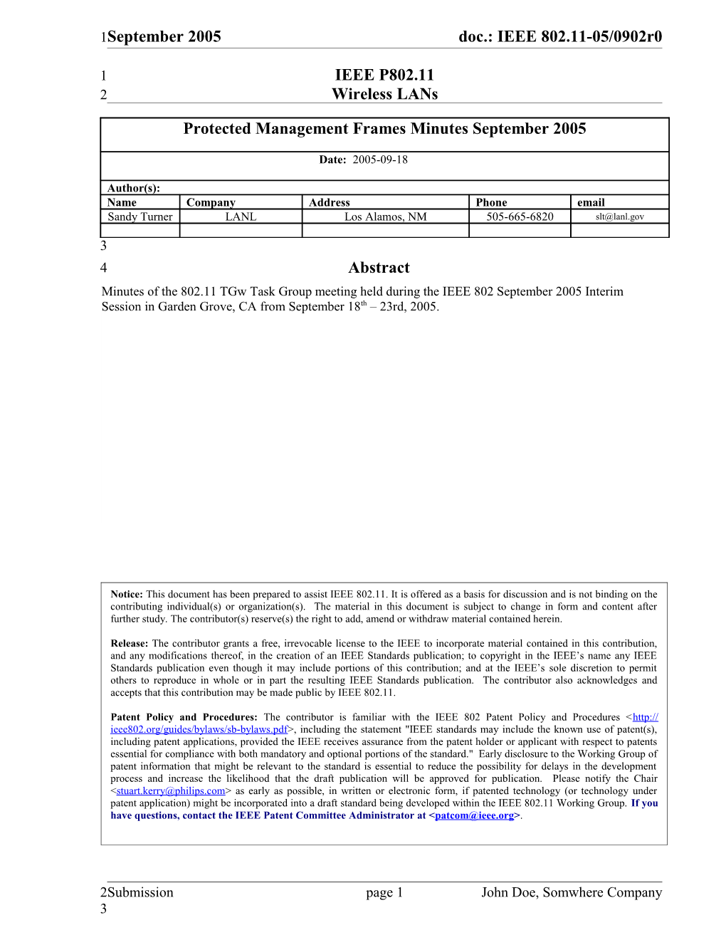 Group: IEEE 802.11 Tgw Protected Management Frames