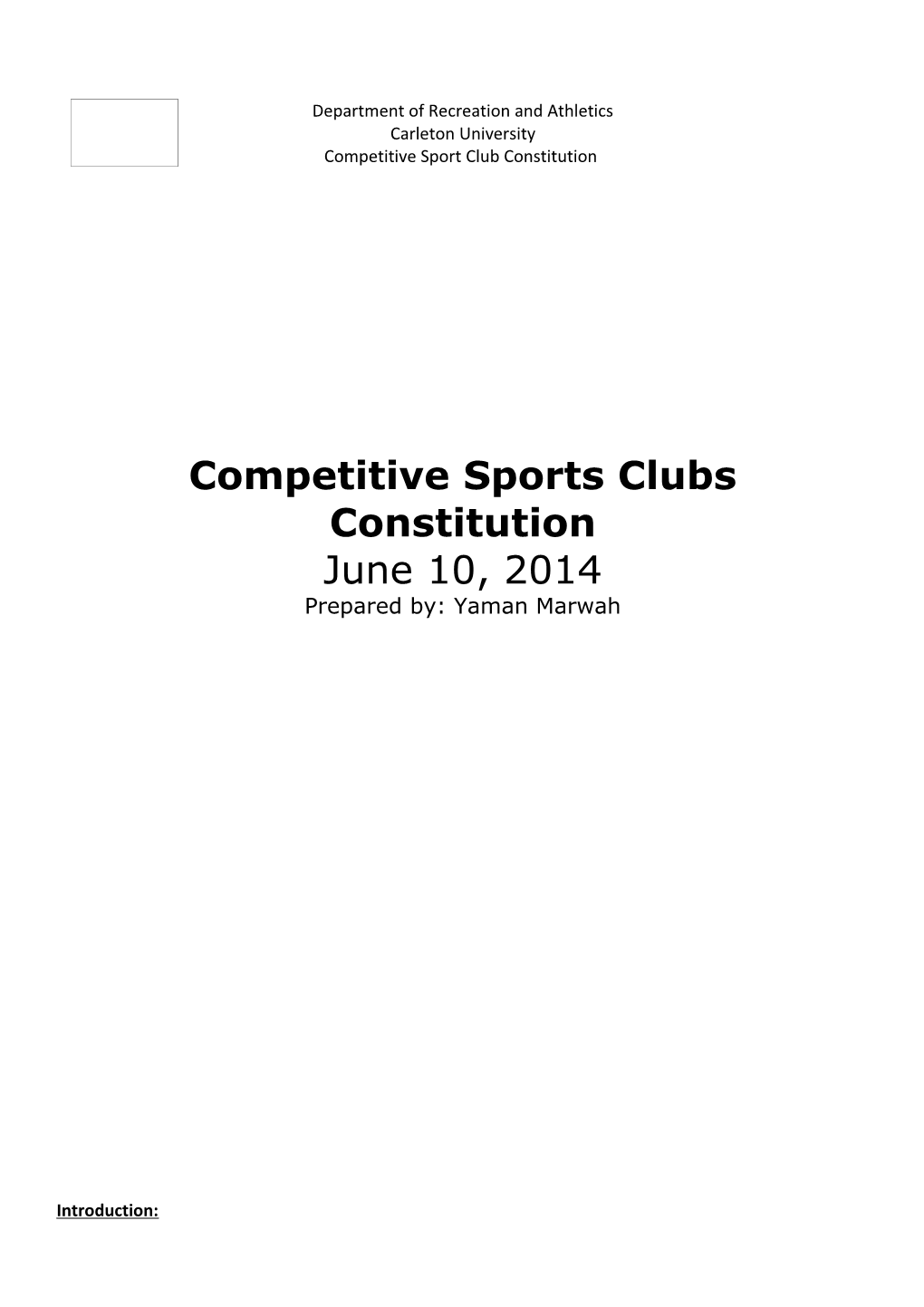 Competitive Sports Clubs Constitution