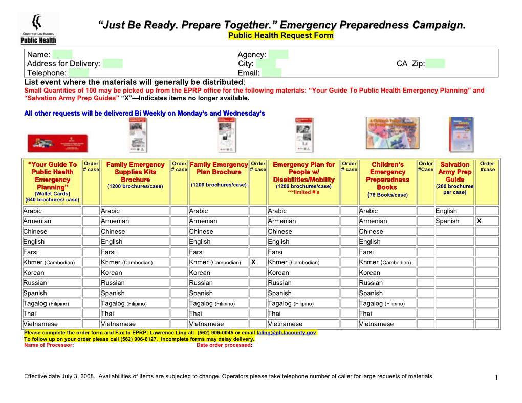Just Be Ready. Prepare Together. Emergency Preparedness Campaign