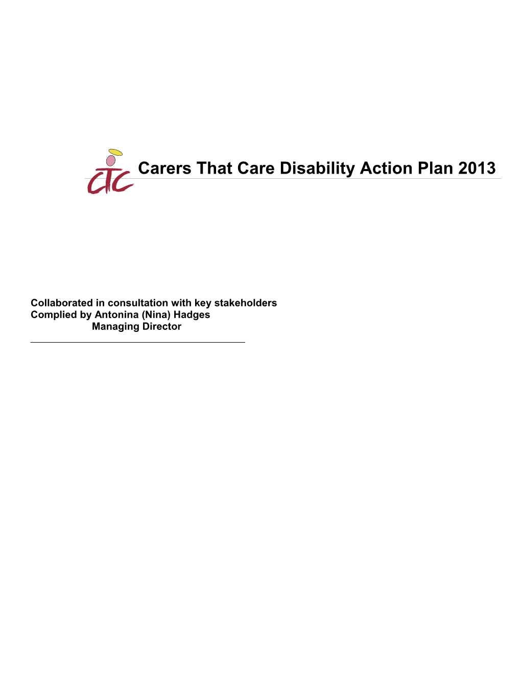 Carers That Care Disability Action Plan 2013