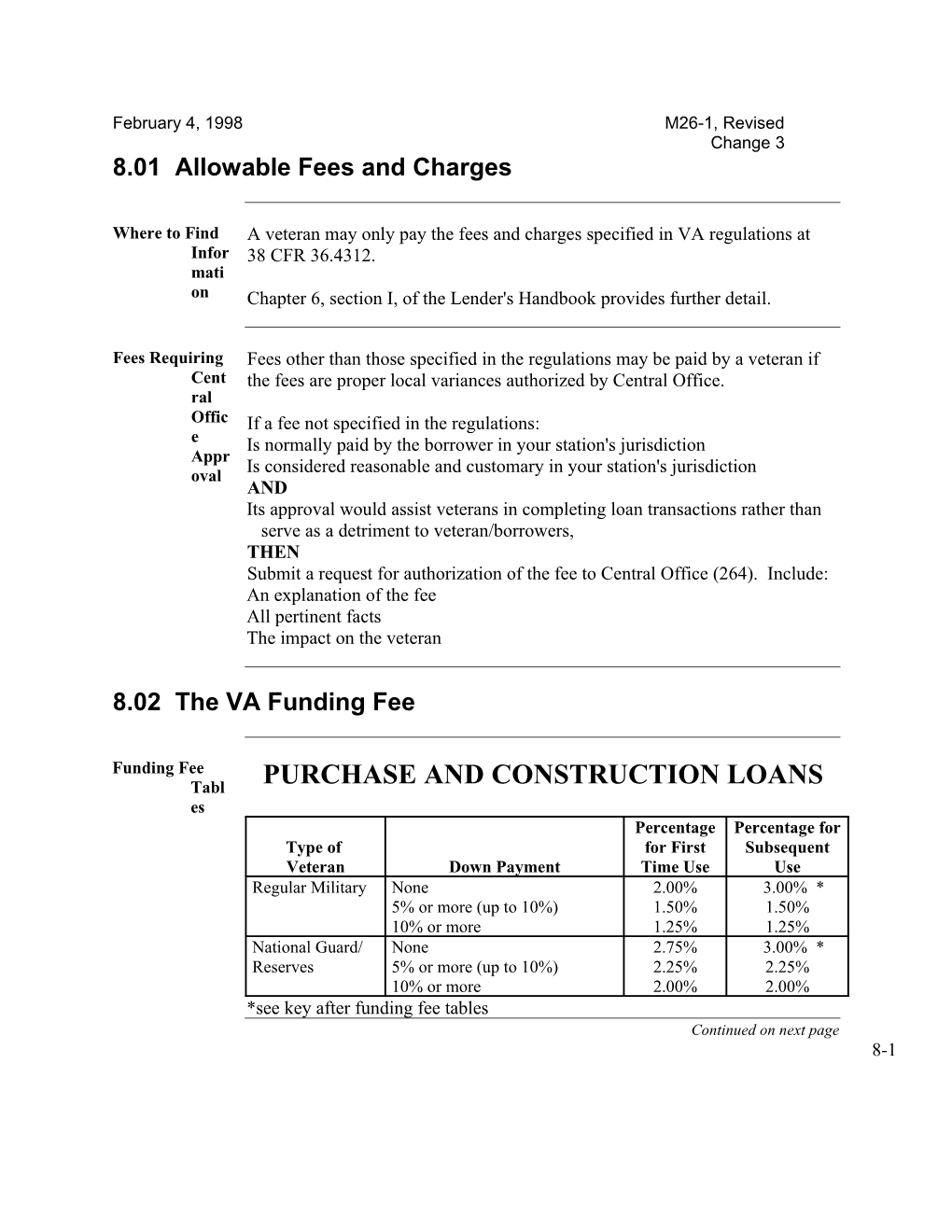 Chapter 8 Fees and Charges Paid by the Borrower