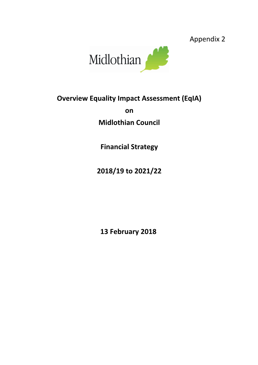 Overview Equality Impact Assessment (Eqia)