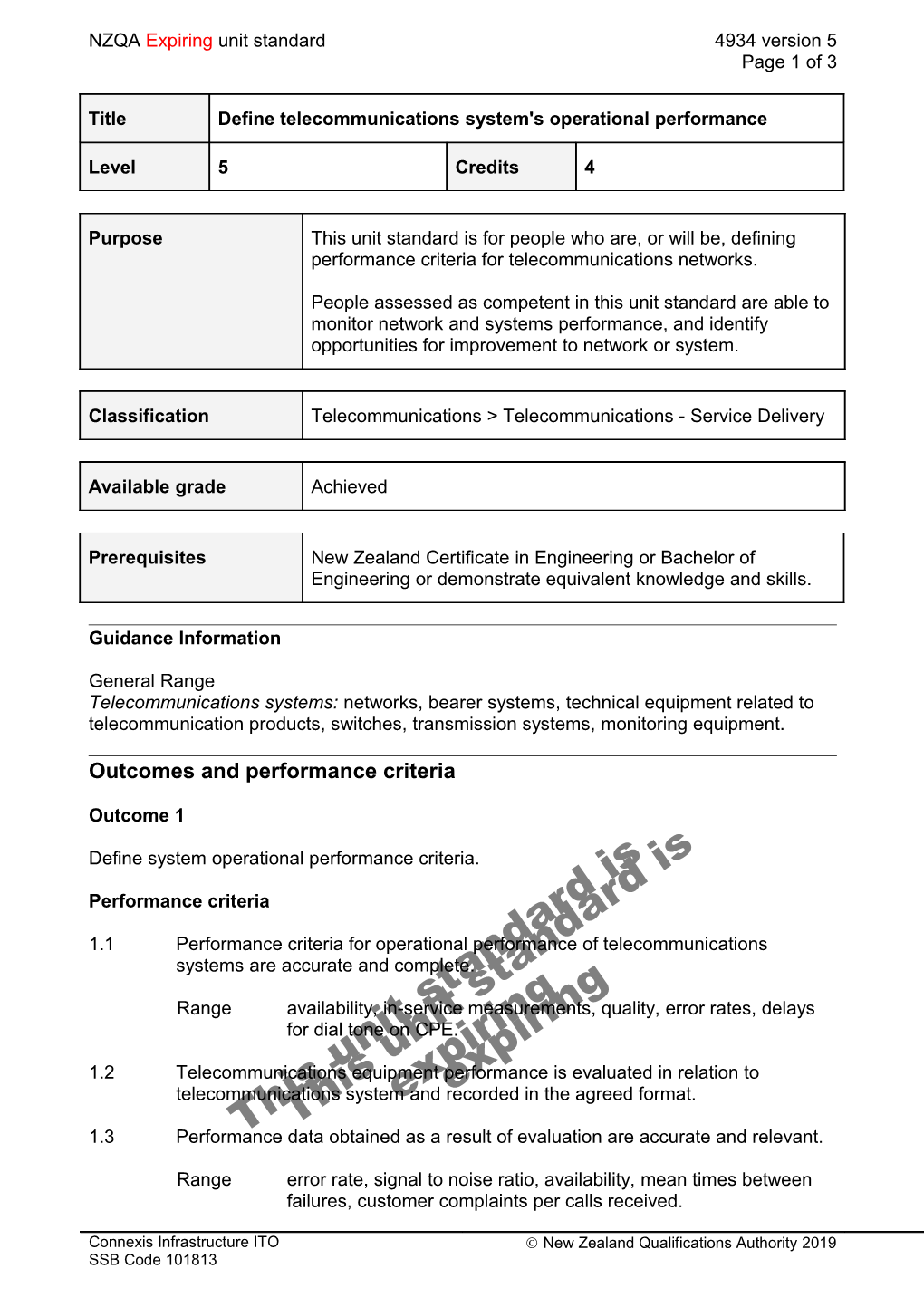 4934 Define Telecommunications System's Operational Performance