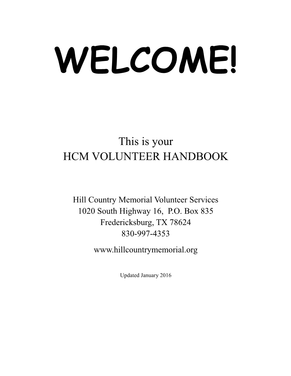 Hill Country Memorial Volunteer Handbook