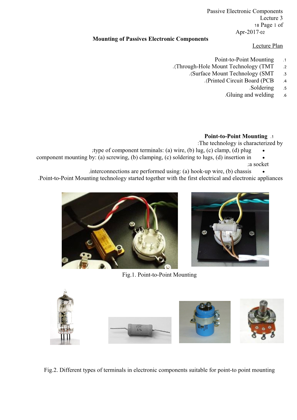 Mounting of Passives Electronic Components