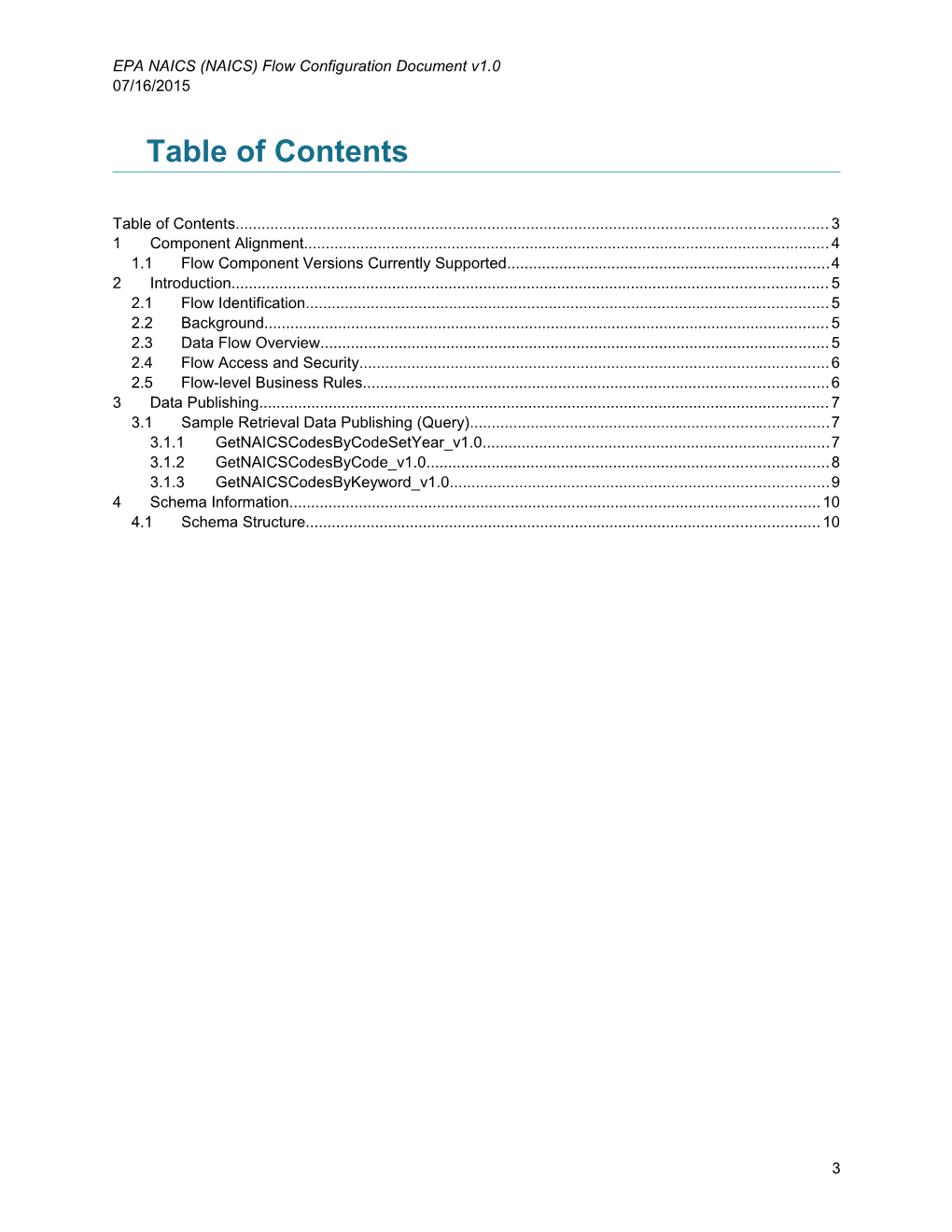 EPA NAICS (NAICS) Flow Configuration Document V1.0