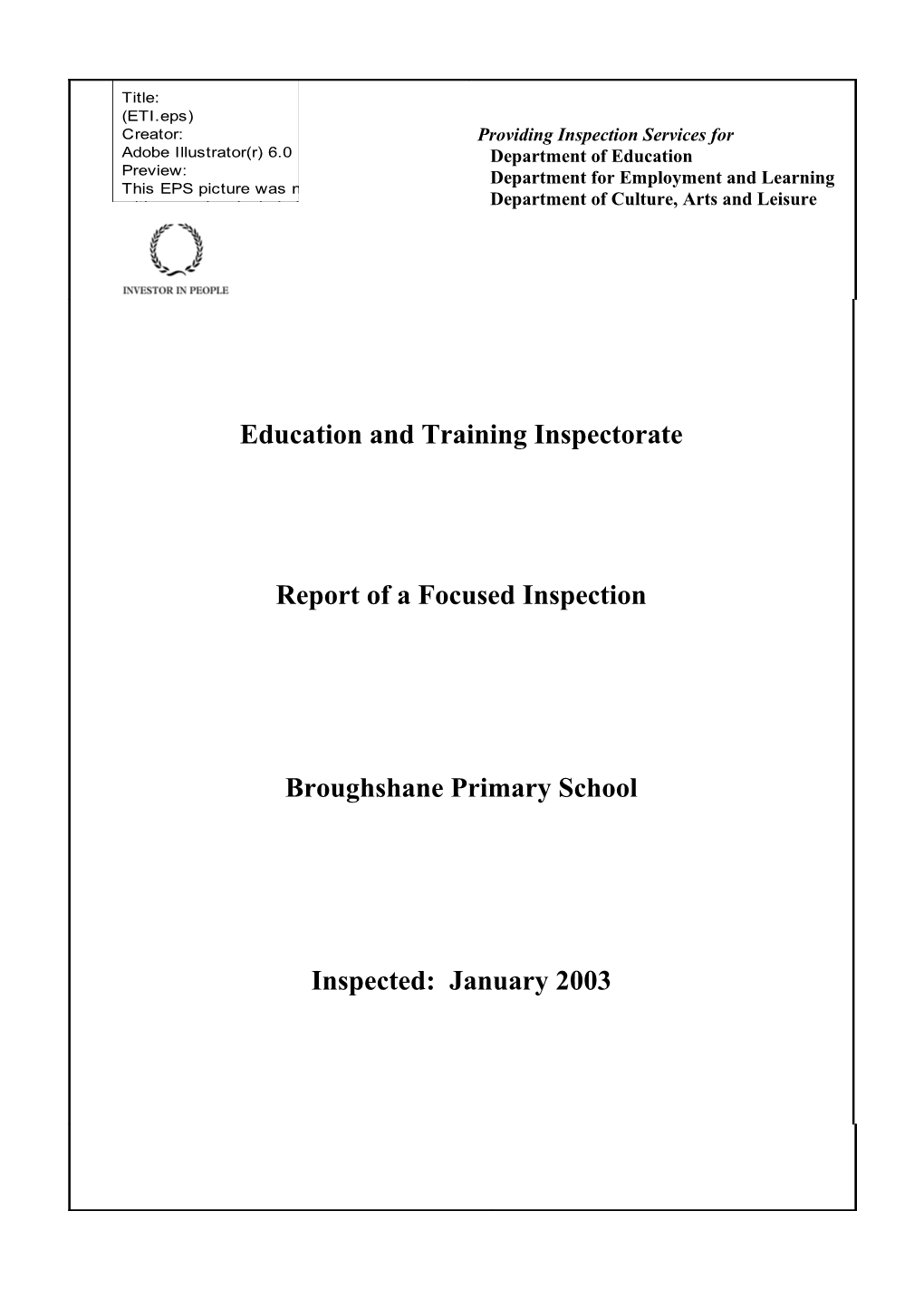 Focused Inspection of Broughshane PS