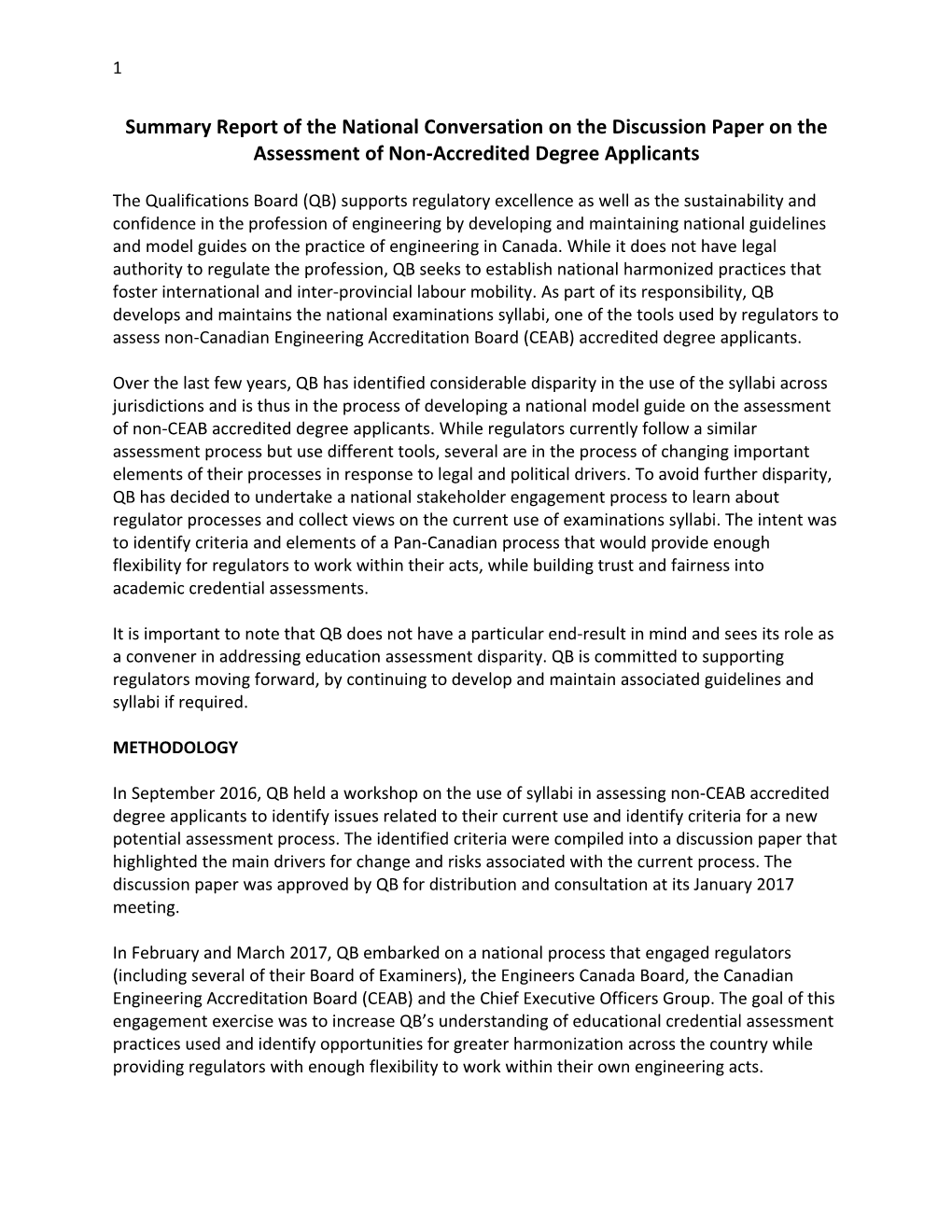 Summary Report of Thenational Conversation on the Discussion Paper on the Assessment Of