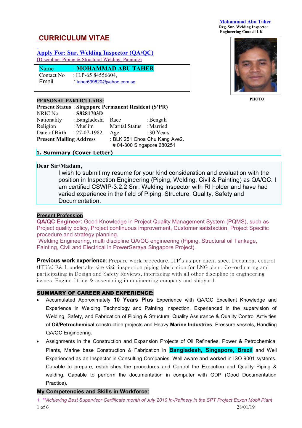 Taher Resume Latest