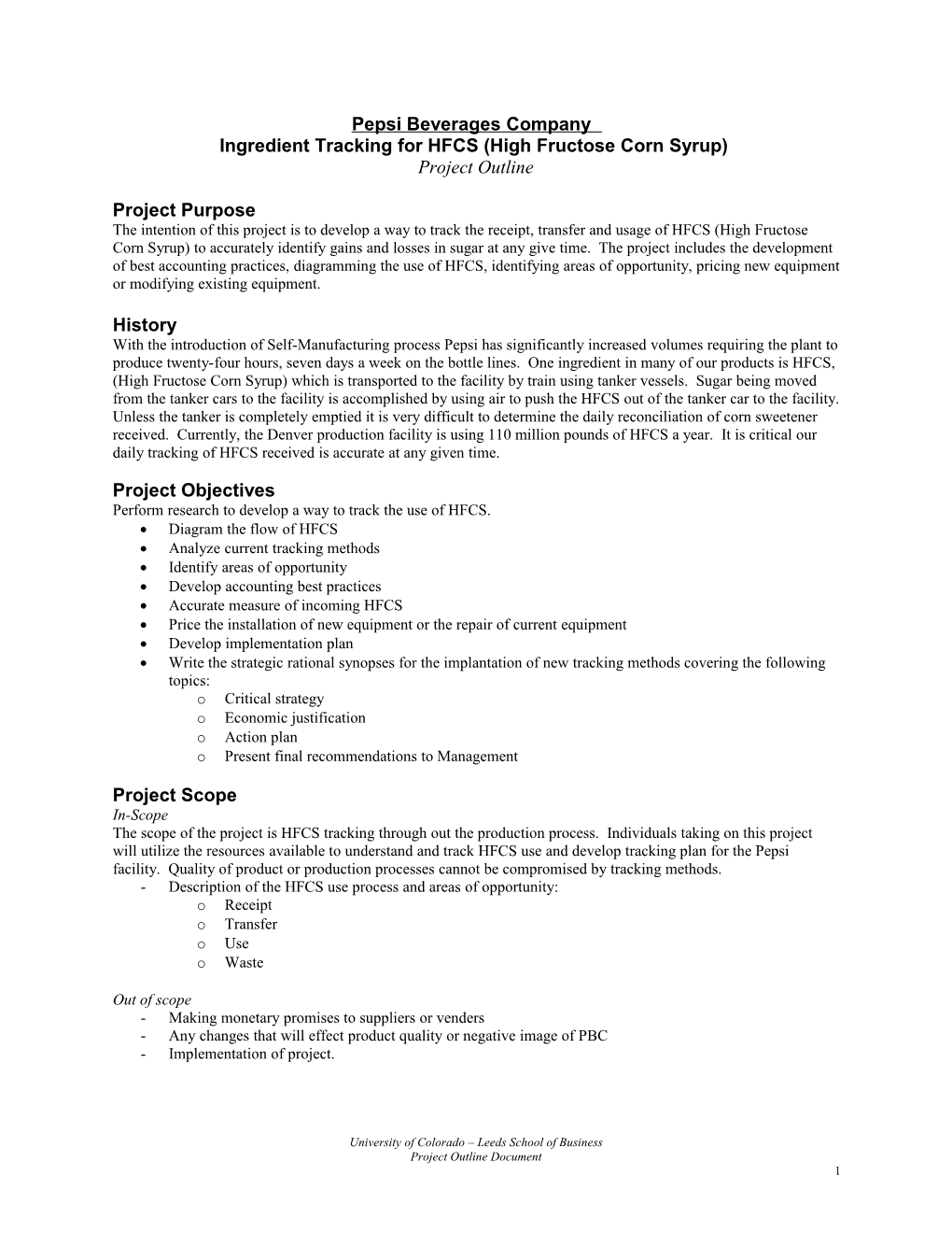 Ingredient Tracking for HFCS (High Fructose Corn Syrup)