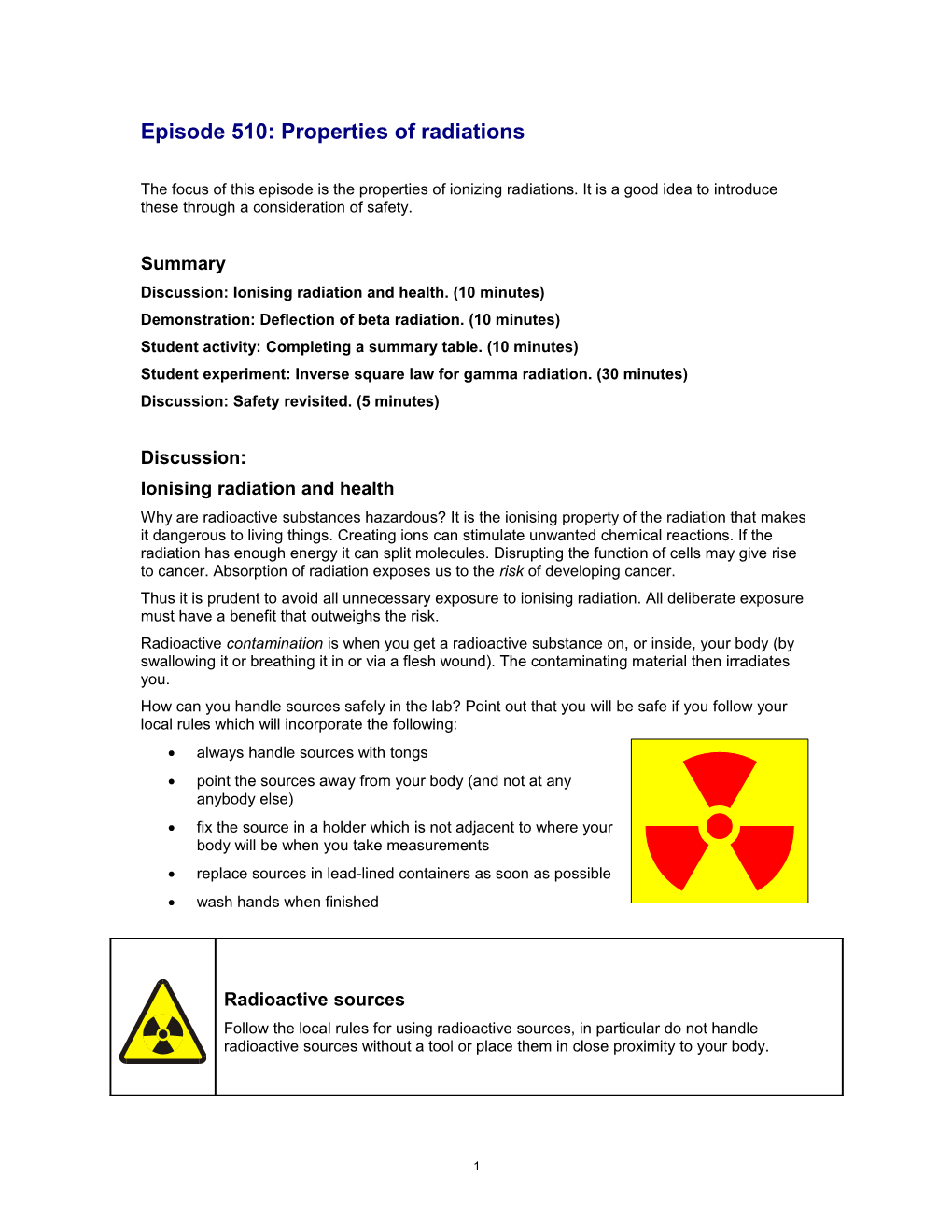 TAP510-0: Properties of Radiations