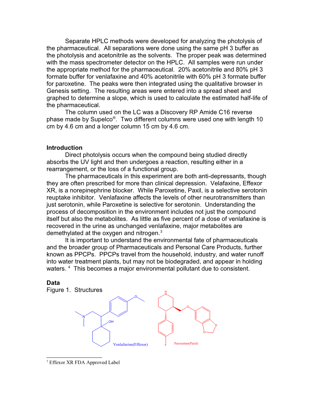 Photolysis of Venlafaxine and Paroxetine in Aqueous Solutions