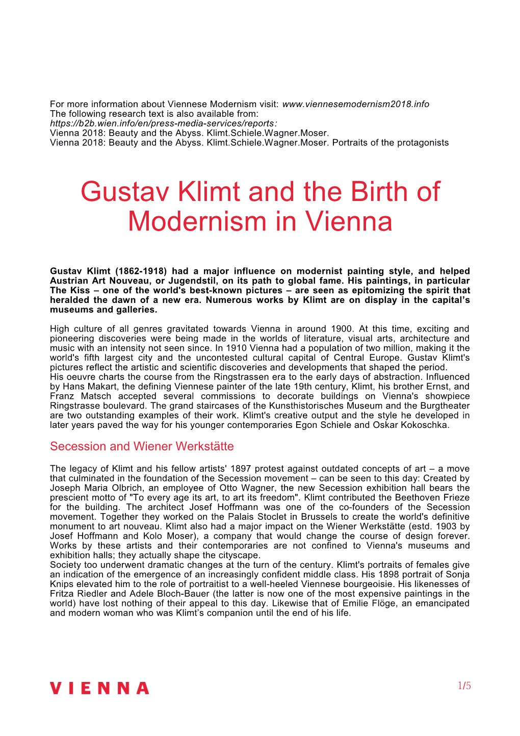 Gustav Klimt and the Birth of Modernism in Vienna