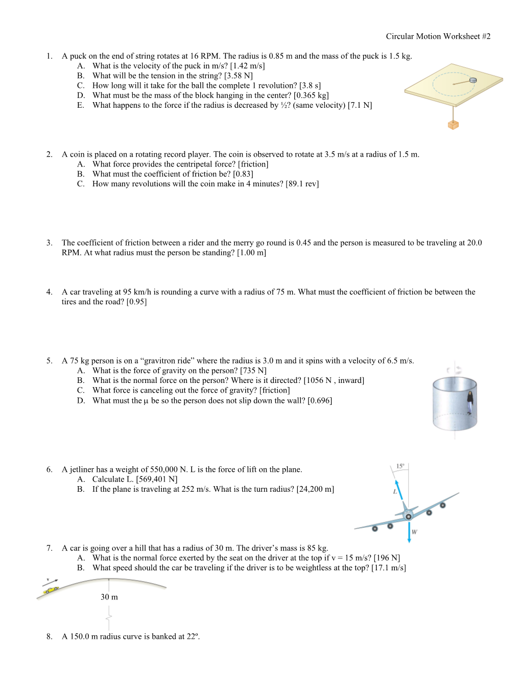 Circular Motionworksheet #2