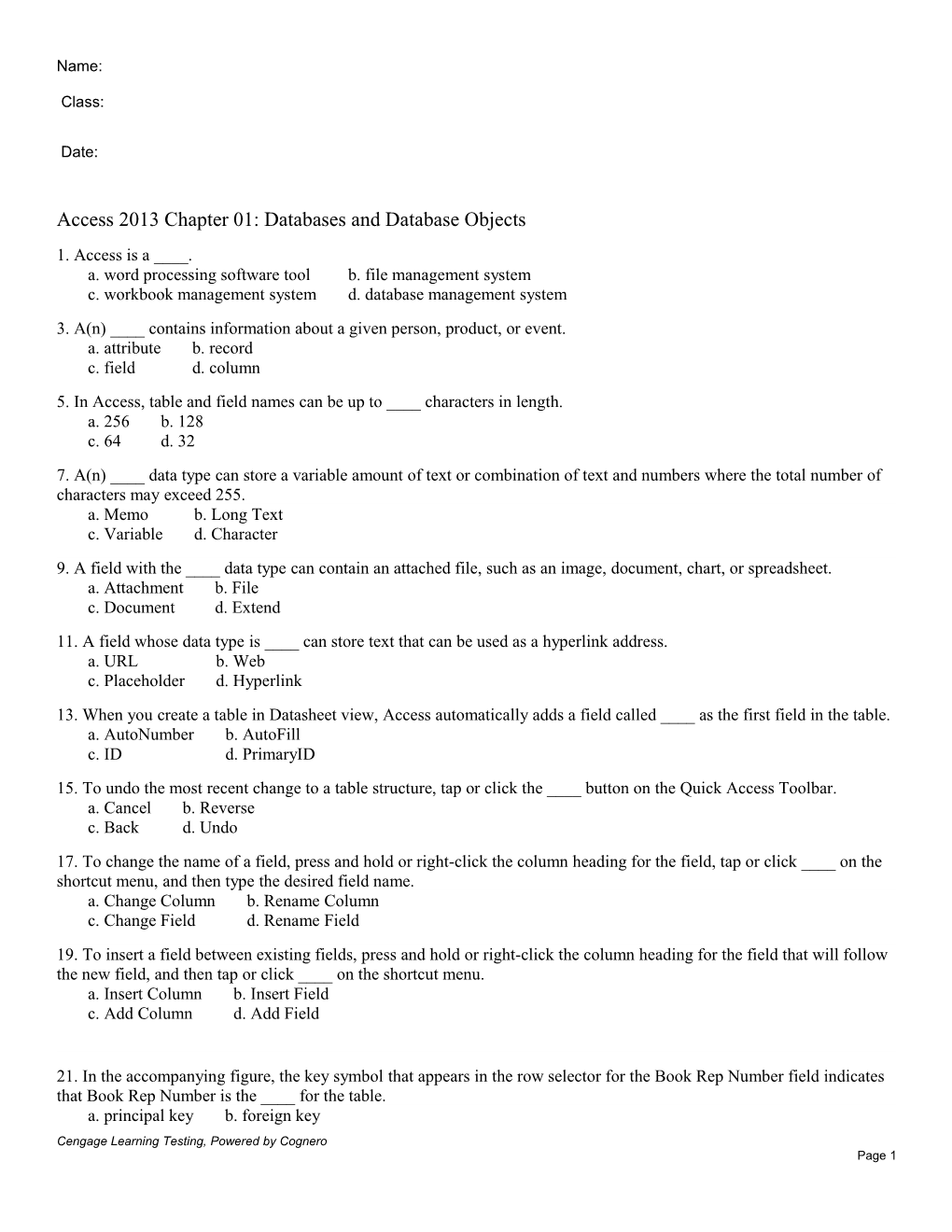 Access 2013 Chapter 01: Databases and Database Objects