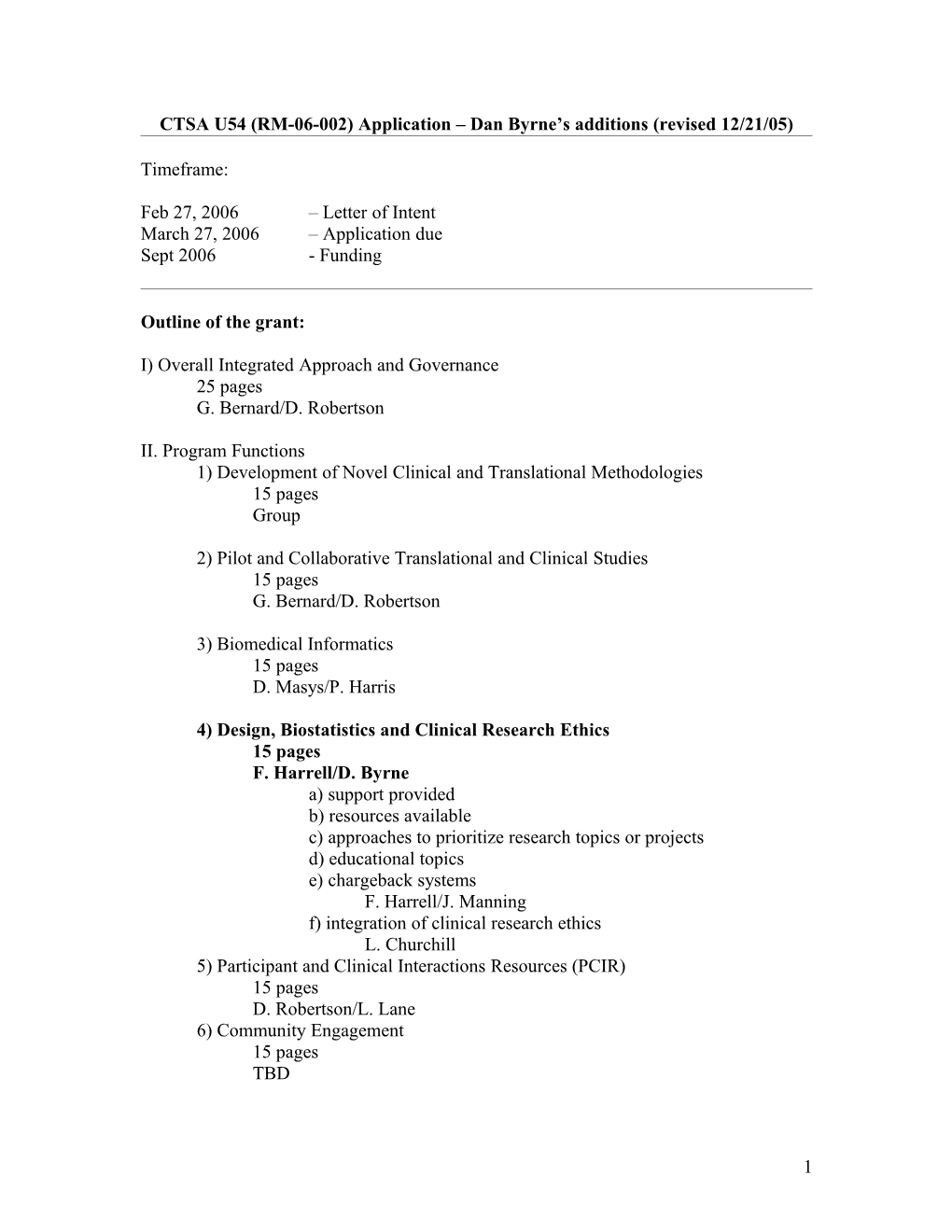 CTSA U54 (RM-06-002) Application Dan Byrne S Additions (Revised 12/21/05)