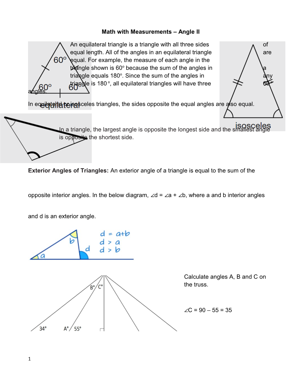 Math with Measurements Angle II