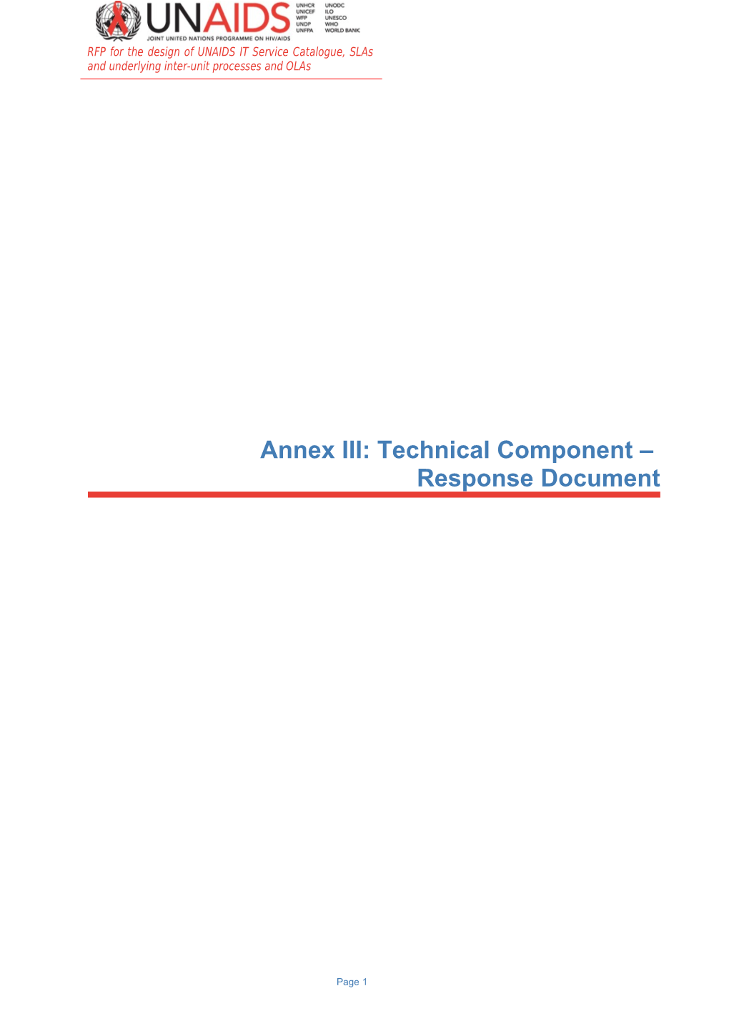 RFP for the Design of UNAIDS IT Service Catalogue, Slas and Underlying Inter-Unit Processes