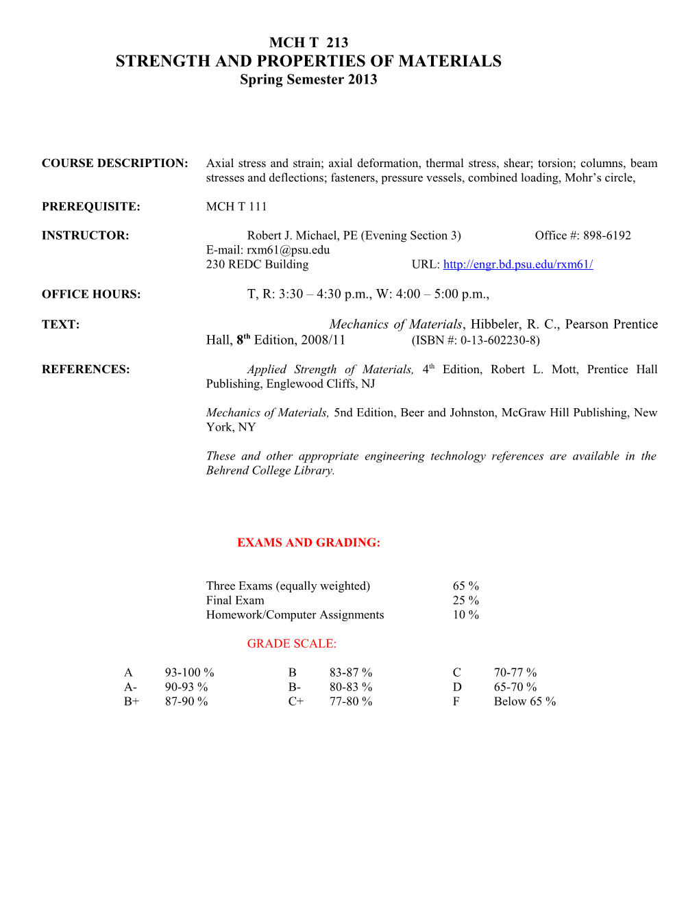 Strength and Properties of Materials