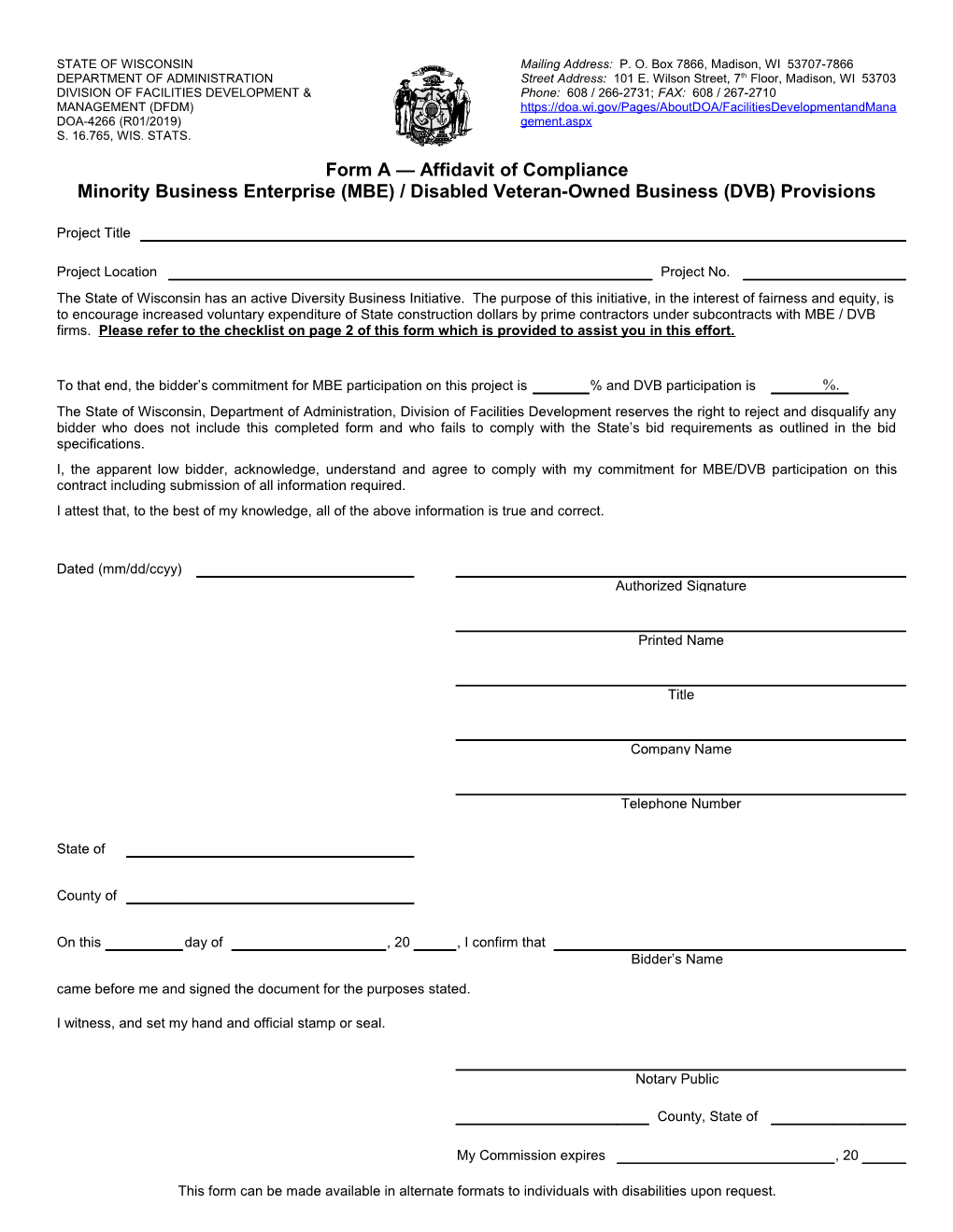 This Form Can Be Made Available in Alternate Formats to Individuals with Disabilities Upon