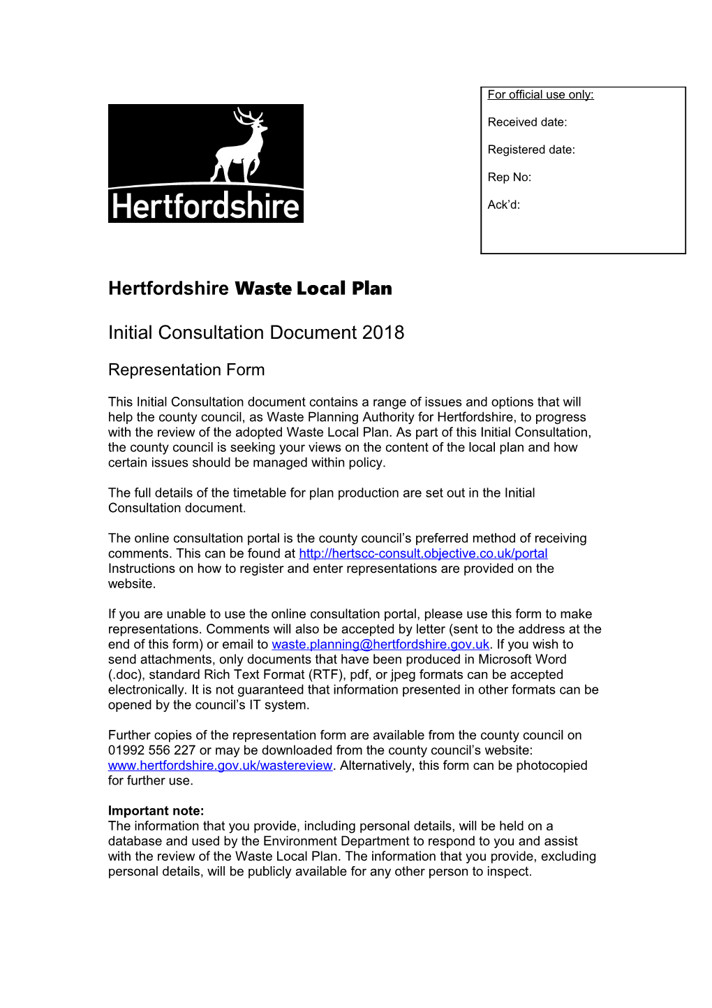 Hertfordshirewaste Local Plan