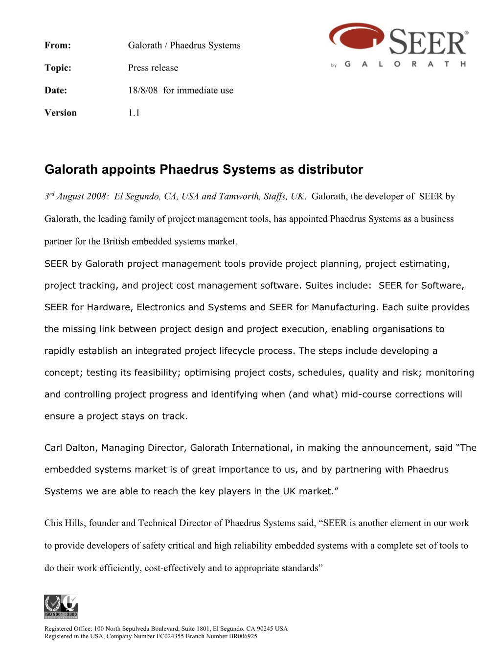 Galorath International Ltd