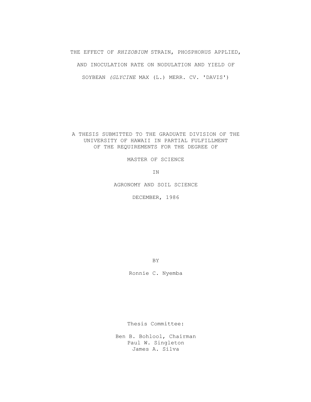 The Effect of Rhizobium Strain, Phosphorus Applied