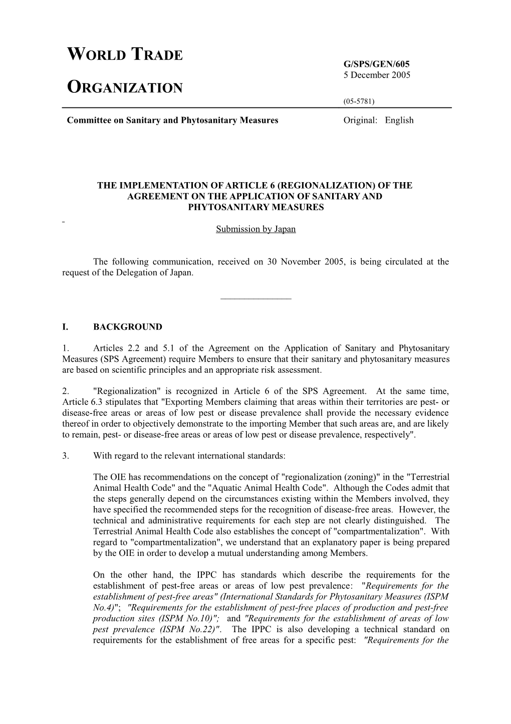 The Implementation of Article 6(REGIONALIZATION) of The