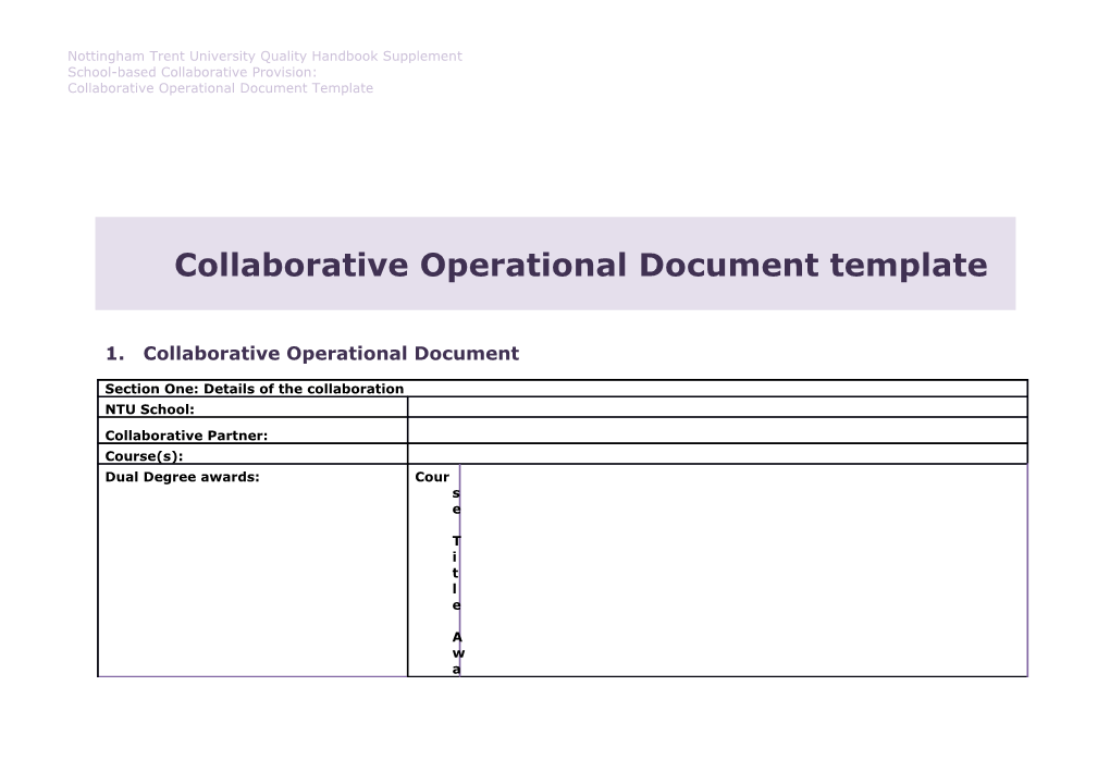 Collaborative Operational Document Template