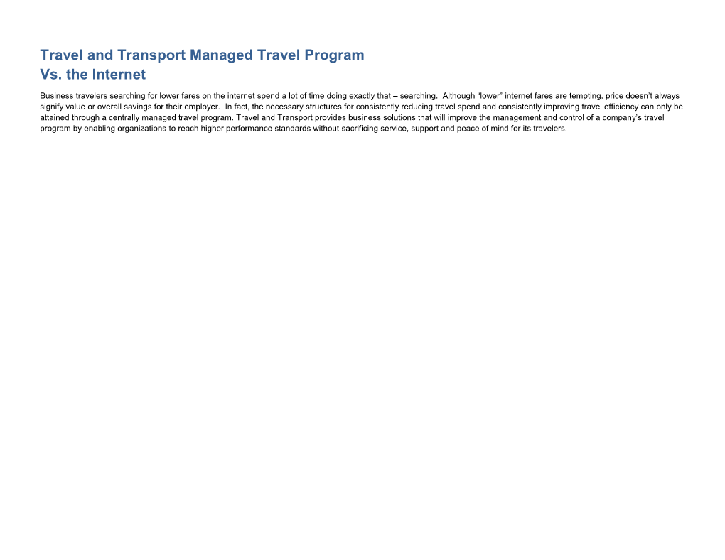 Travel and Transport Managed Travel Program
