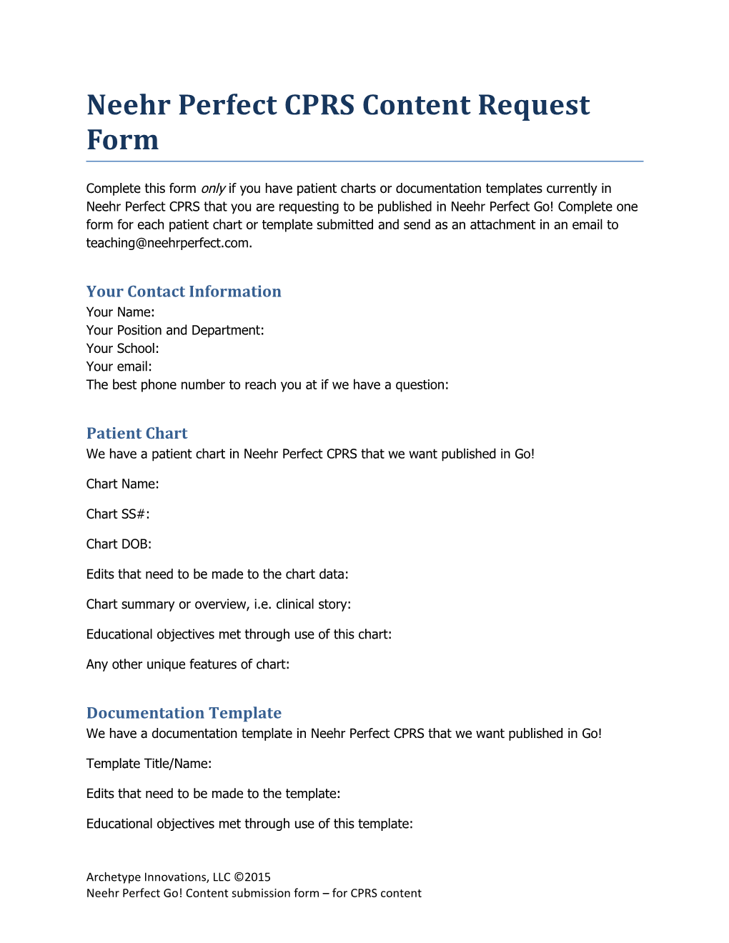 Neehr Perfect CPRS Content Request Form