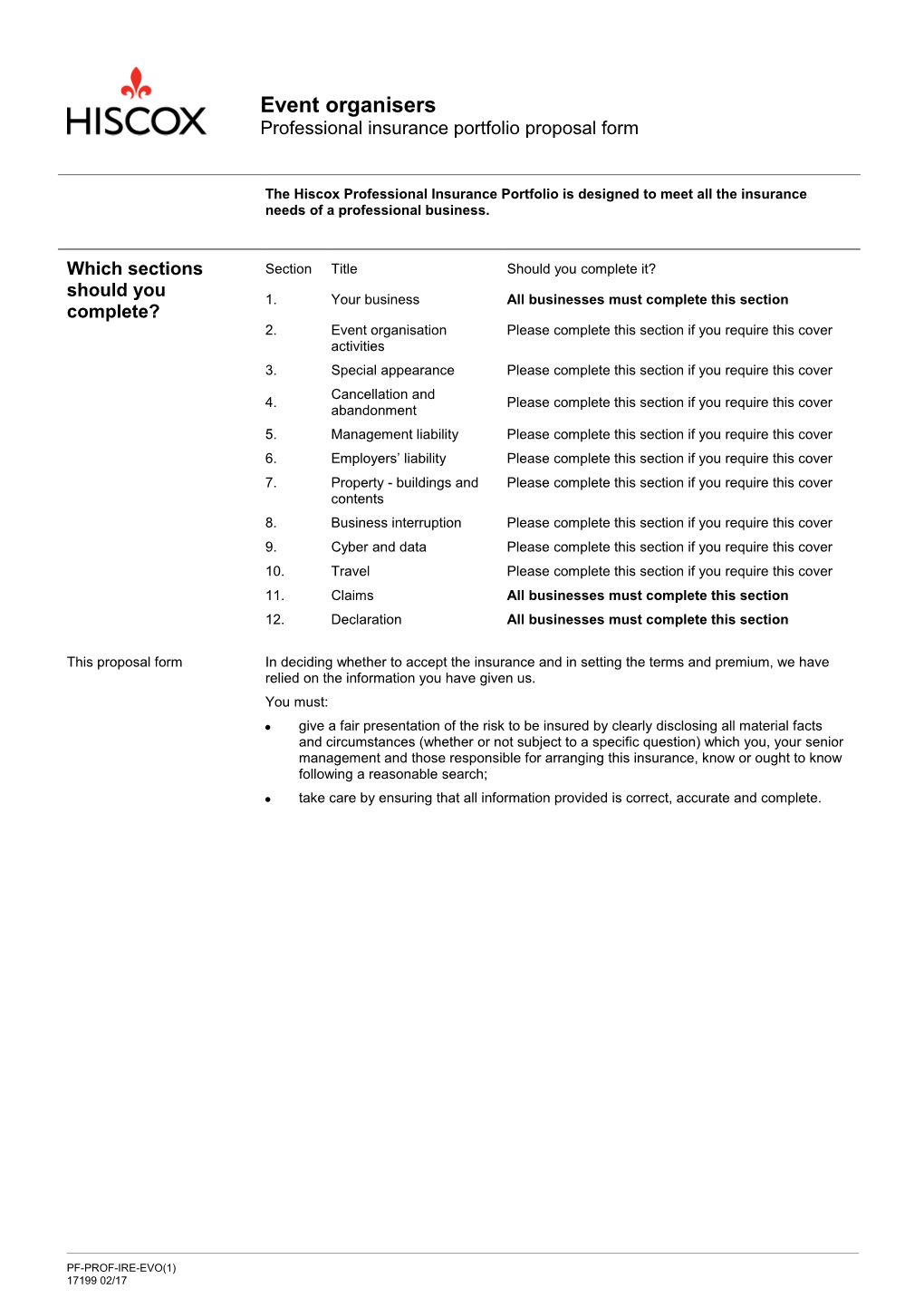 Event Organisers Proposal Form (IRE)