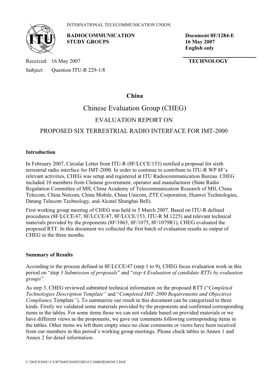 Chinese Evaluation Group (CHEG)