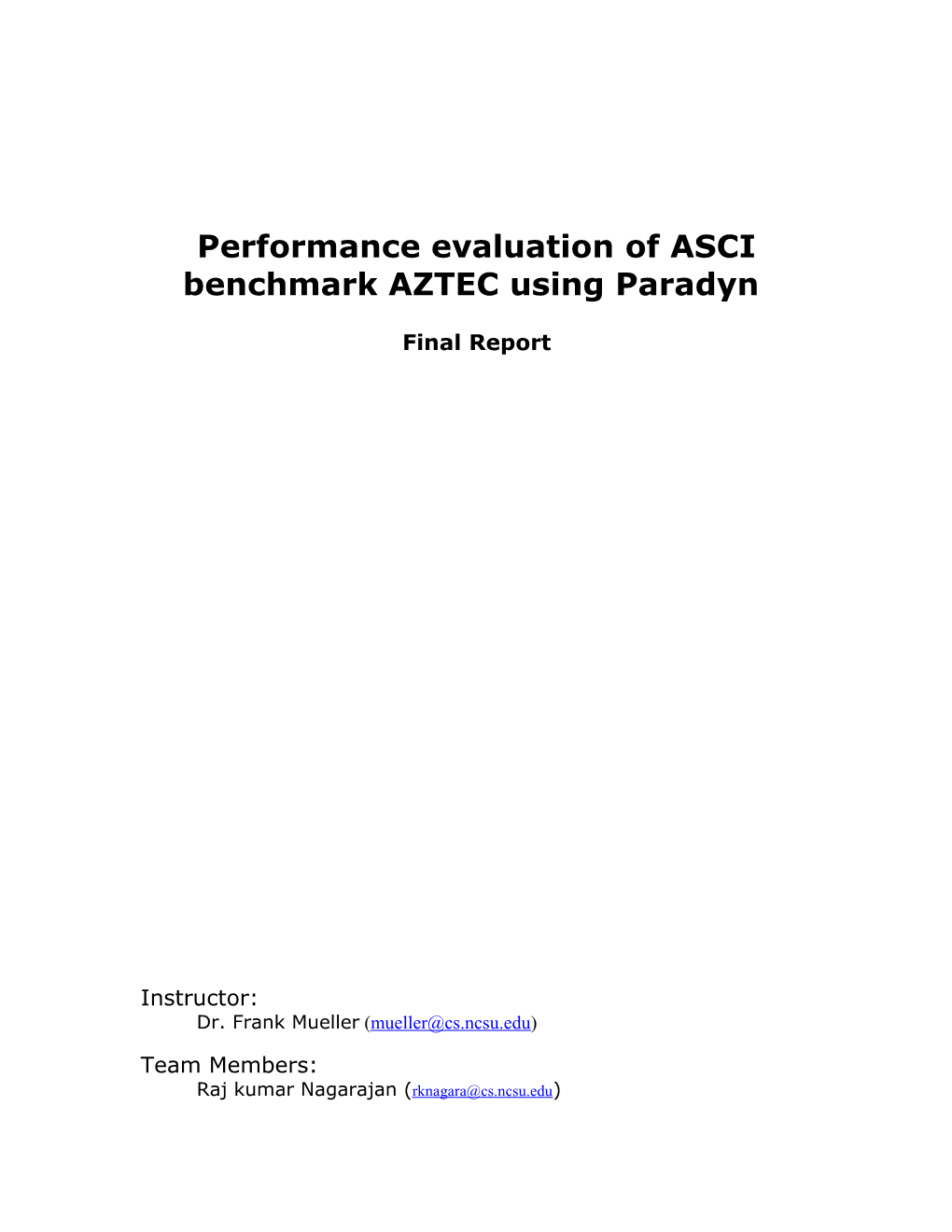Performance Evaluation of ASCI Benchmark AZTEC Using Paradyn