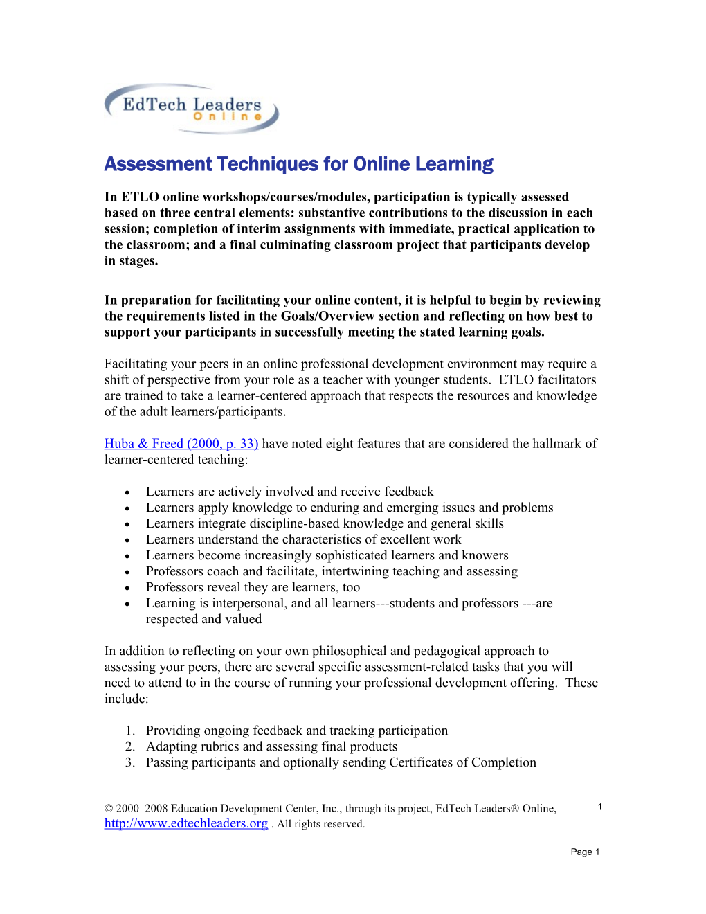 Chapter 4: Assessment in the Online Environment