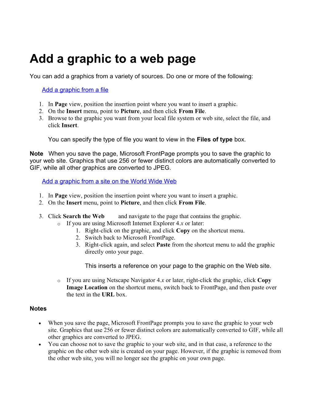 Add a Graphic to a Web Page