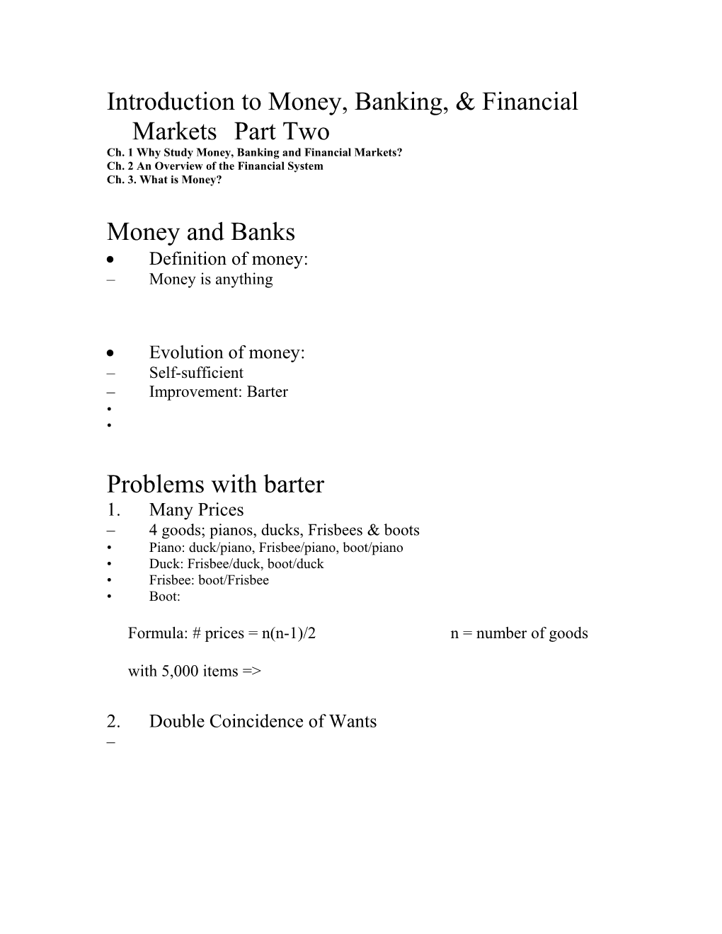 Introduction to Money, Banking, & Financial Markets