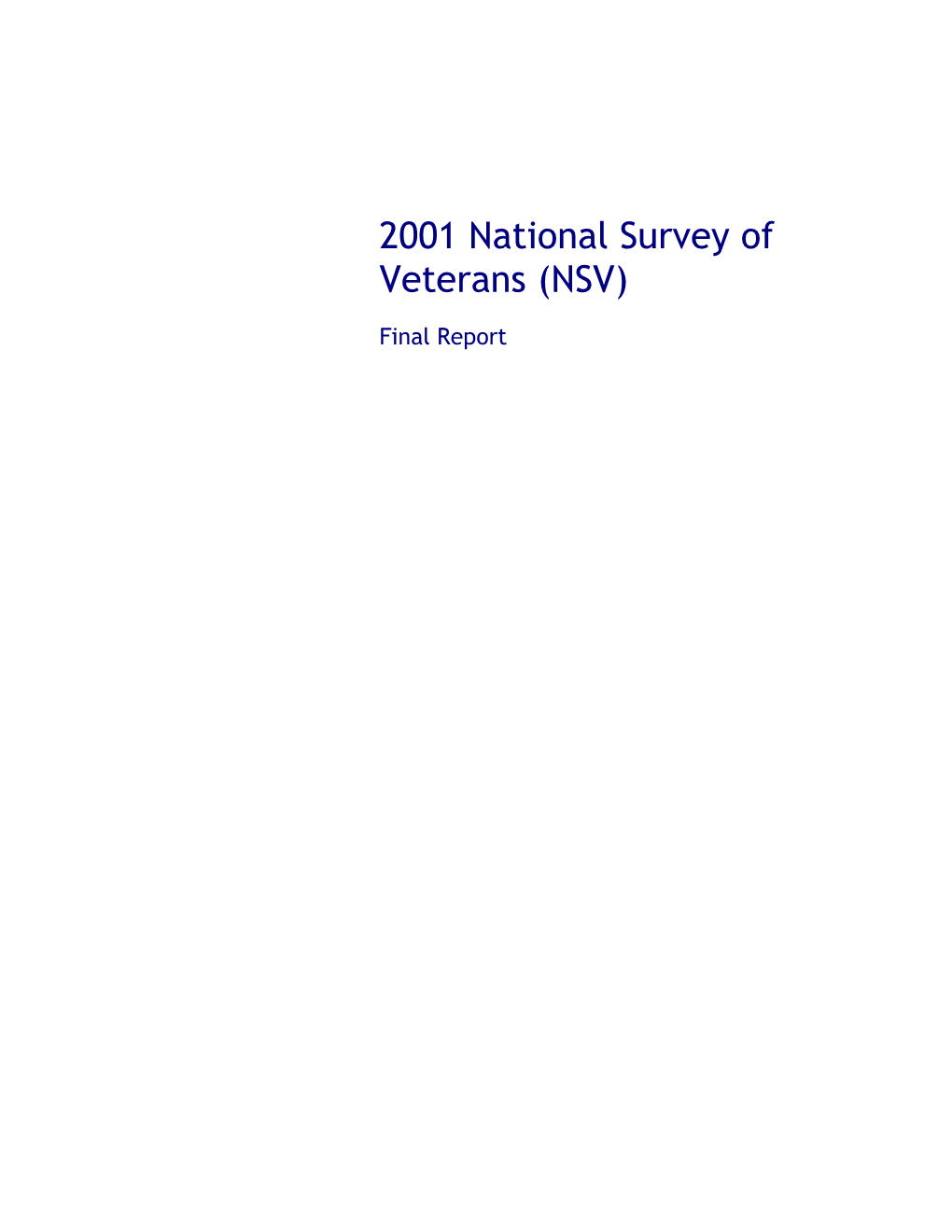 2001 National Survey of Veterans (NSV)