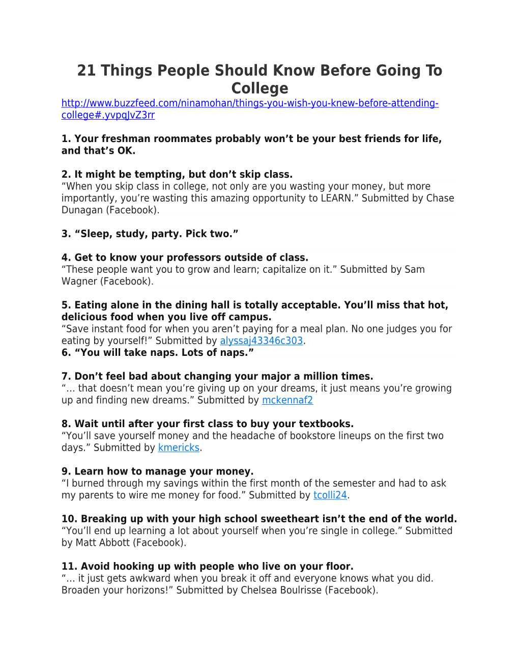 21 Things People Should Know Before Going to College