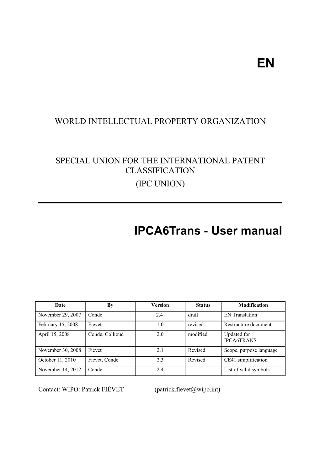 Special Union for the International Patent Classification