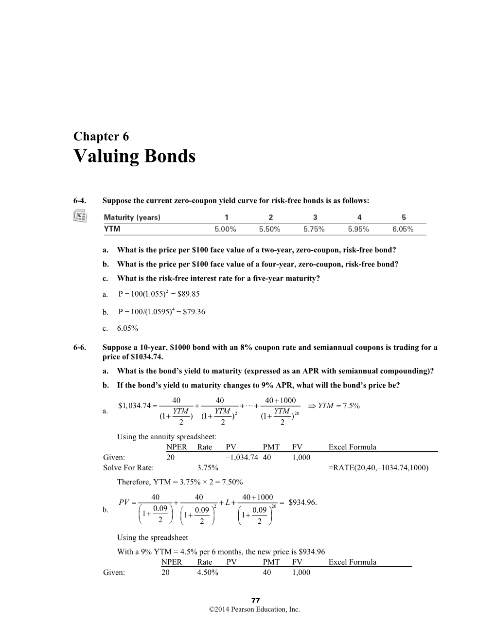 6-4.Suppose the Current Zero-Coupon Yield Curve for Risk-Free Bonds Is As Follows