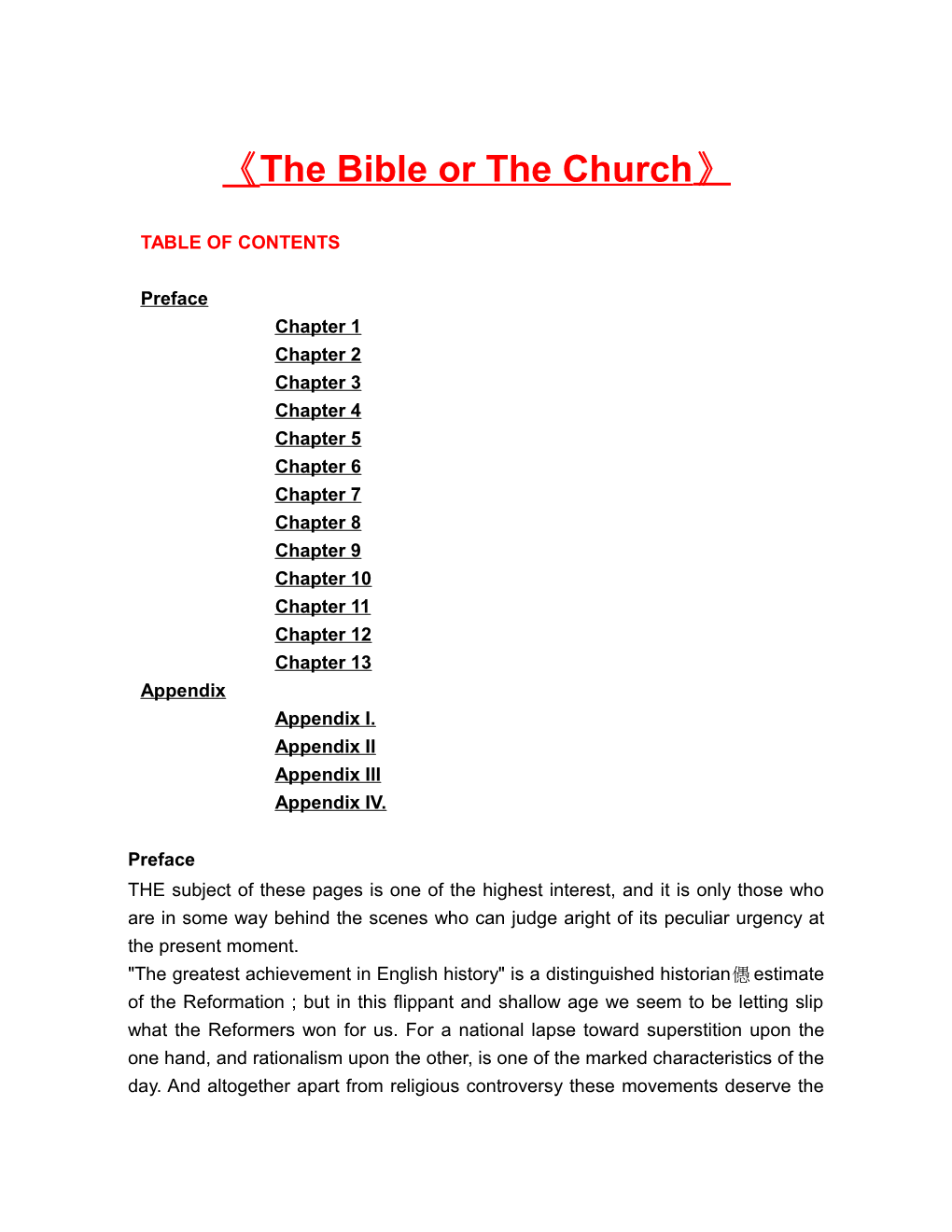 The Bible Or the Church