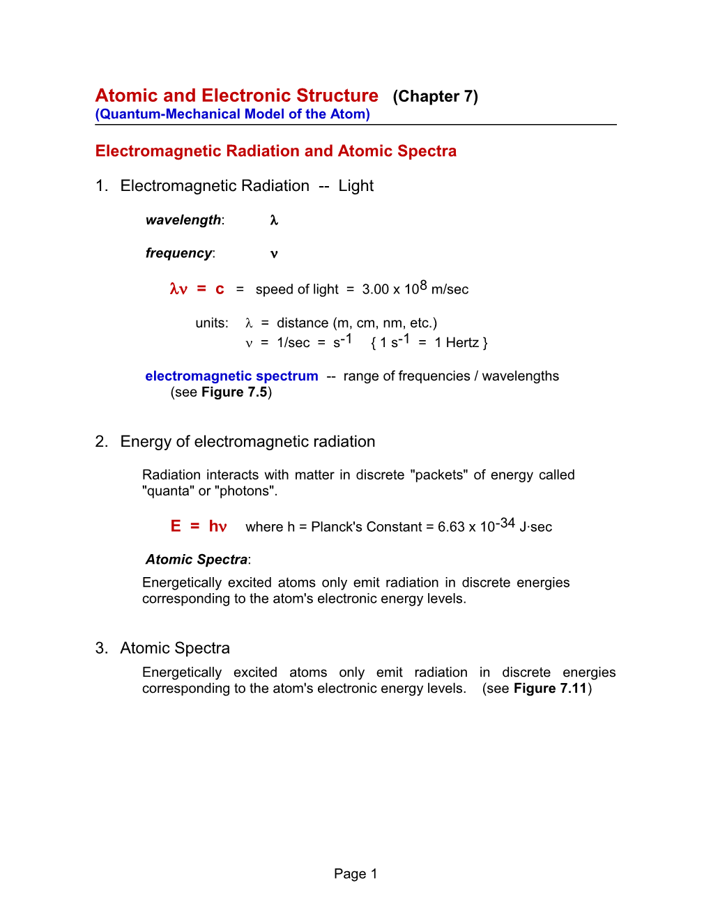 Atomic and Electronic Structure (Chapter 7)
