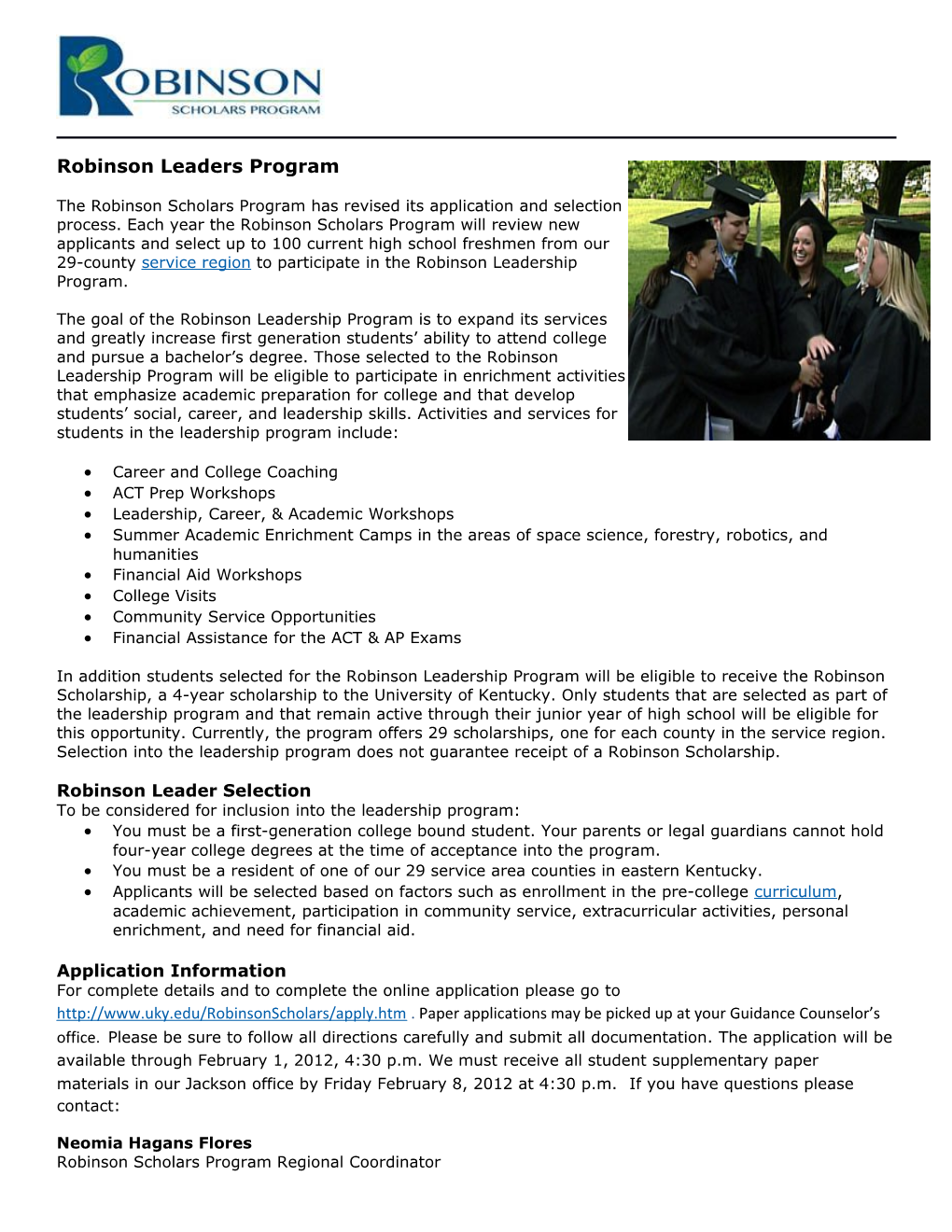 Robinson Leaders Program