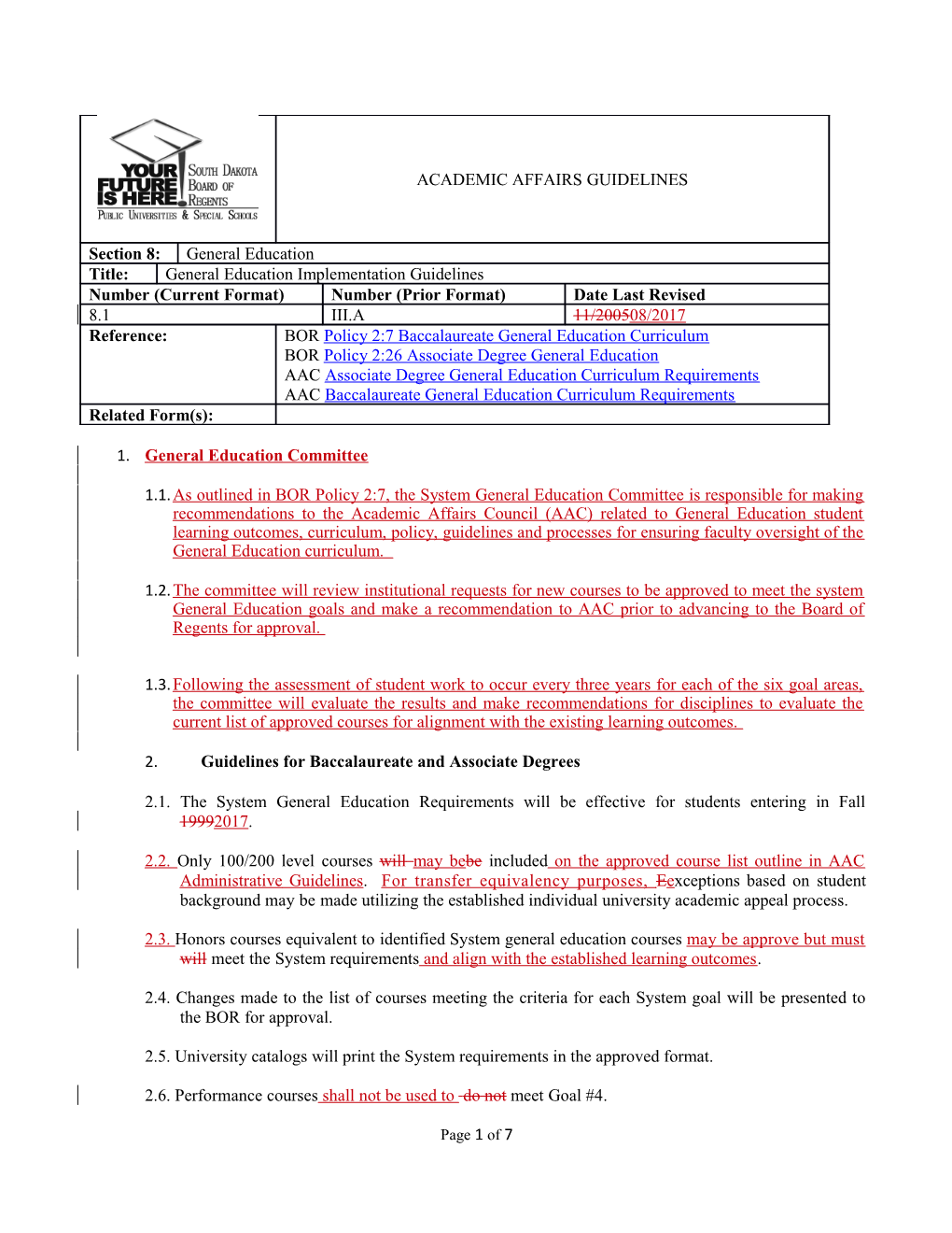 General Education Implementation Guidelines