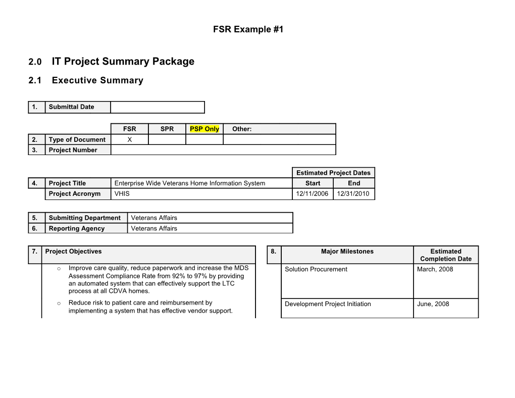 2.0 IT Project Summary Package